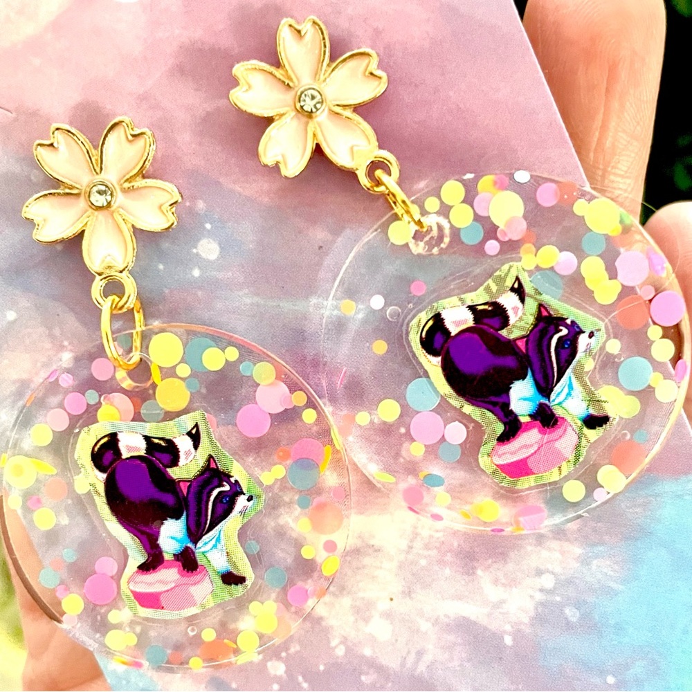 Raccoon Acrylic Sticker Earrings